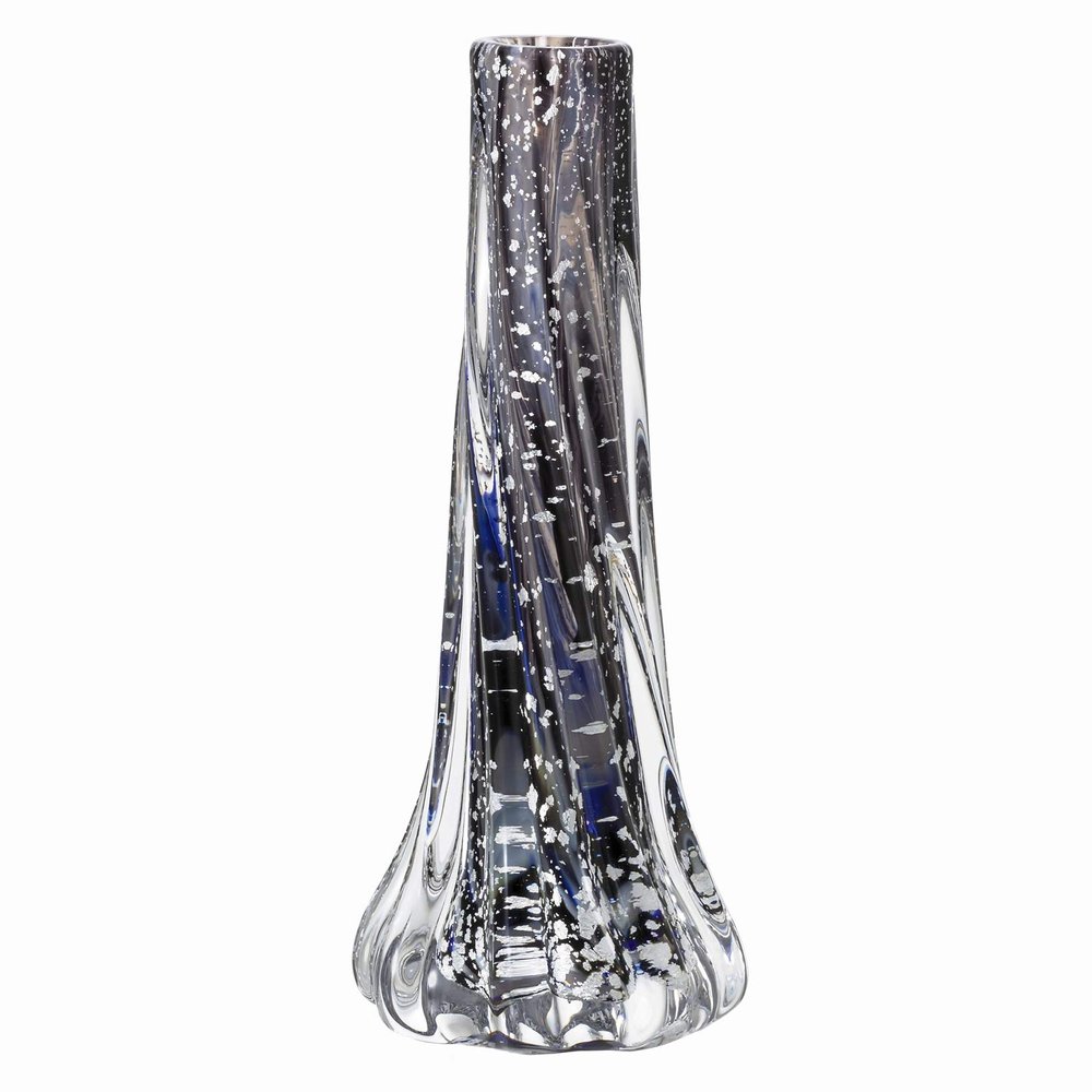 Aderia F-71945 Tsugaru Vidro Petal Vase, Black, Seasonal Light, Gold Color, Night Sky, Made in Japan