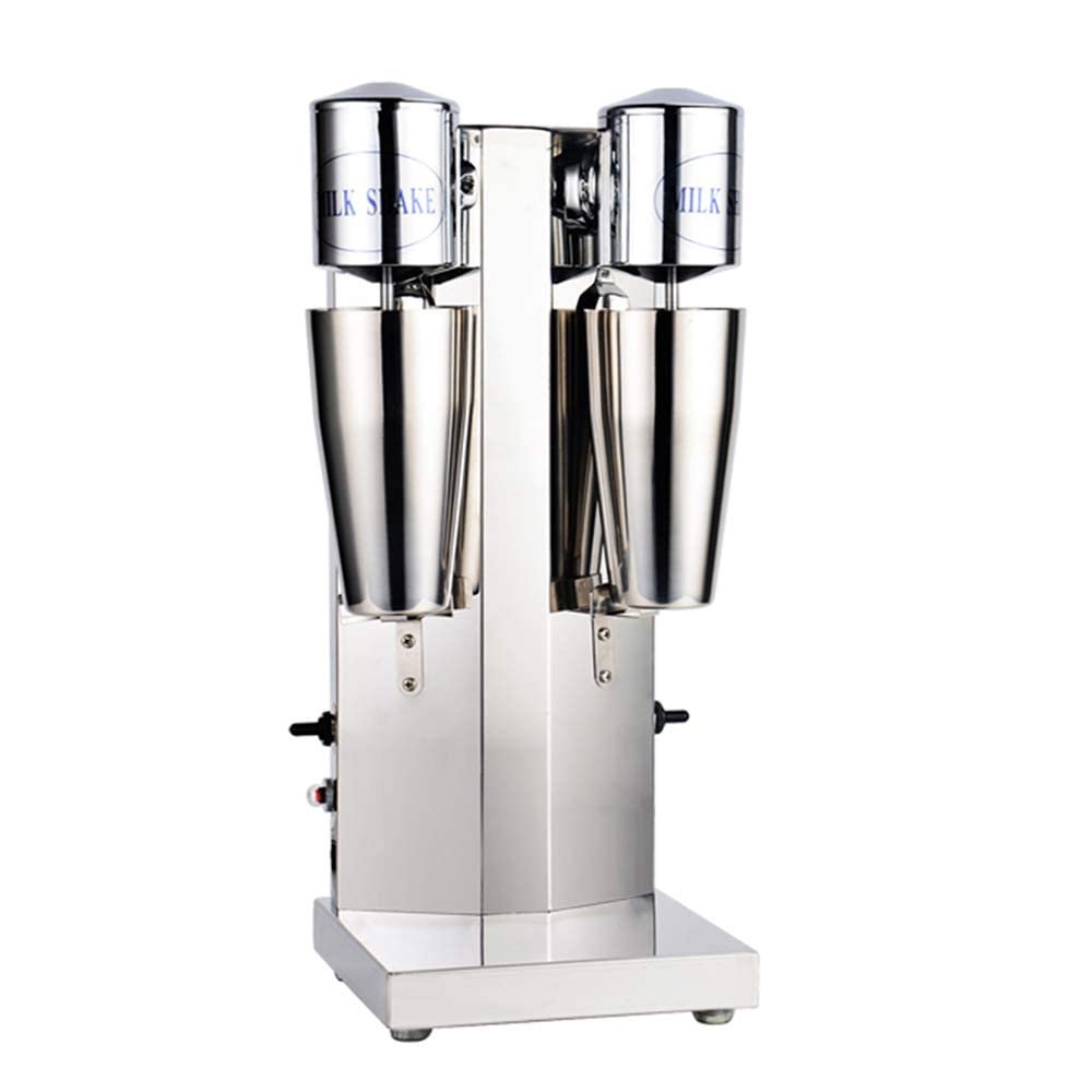 110V Commercial Milkshake Machine Double Head Drink Mixer 180W Stainless Steel 2 Speeds Button Switch Vertical Food Mixer for Milk Ice Cream and Ice Cube for Home or General Physique Commercial