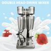 110V Commercial Milkshake Machine Double Head Drink Mixer 180W Stainless Steel 2 Speeds Button Switch Vertical Food Mixer for Milk Ice Cream and Ice Cube for Home or General Physique Commercial view 2
