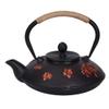 0.9L Cast Iron Teapot, Japanese Red Pattern Copper Tetsubin, Classic Kettle Drinkware Tool for Home Restaurant, Black view 1