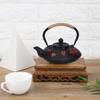 0.9L Cast Iron Teapot, Japanese Red Pattern Copper Tetsubin, Classic Kettle Drinkware Tool for Home Restaurant, Black view 2
