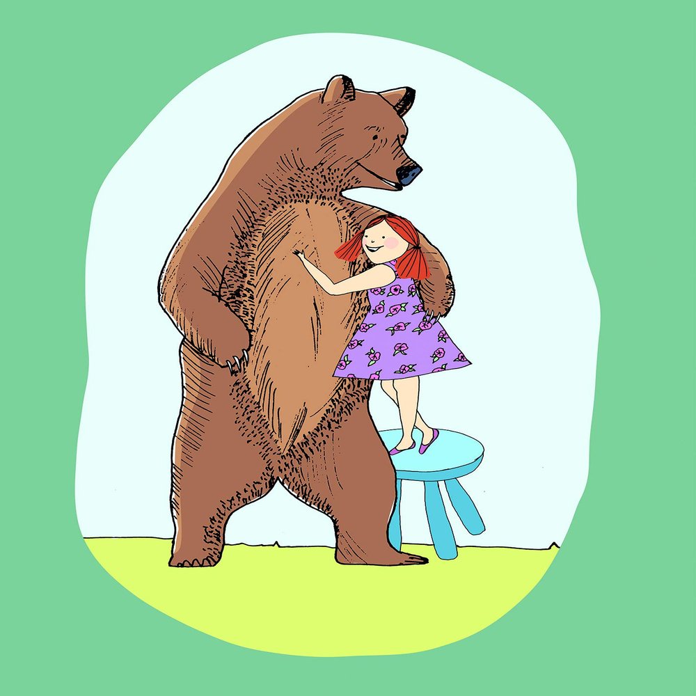 Komar Lili and Bear Wall Art Poster Picture, Living Room, Bedroom Decoration, Art Print, Without Frame, P102-40x50 cm (W x H)