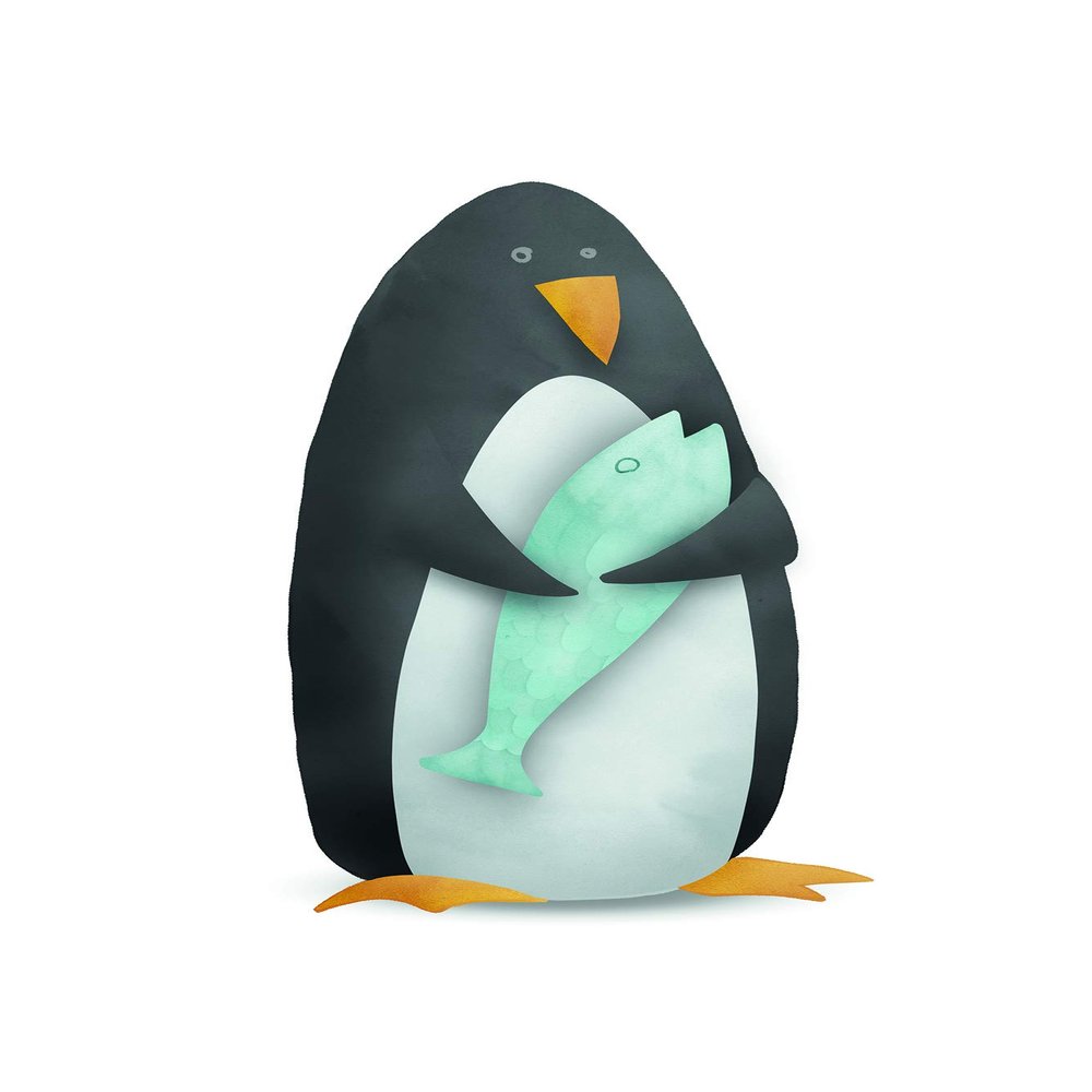 Komar Wall Picture Cute Animal Penguin Poster Picture Children's Room Living Room Bedroom Decoration Art Print No Frame P111C-30x40 cm Size 30 x 40 cm (Width x Height)