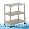 Serving Trolley Cart Movable 201 Stainless Steel with Brake Waterproof 3 Tier Trolley Bedroom Kitchen Living Room, 15 Sizes (Color : Silver, Size : 80x35x80cm) view 1