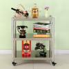 Serving Trolley Cart Movable 201 Stainless Steel with Brake Waterproof 3 Tier Trolley Bedroom Kitchen Living Room, 15 Sizes (Color : Silver, Size : 80x35x80cm) view 3