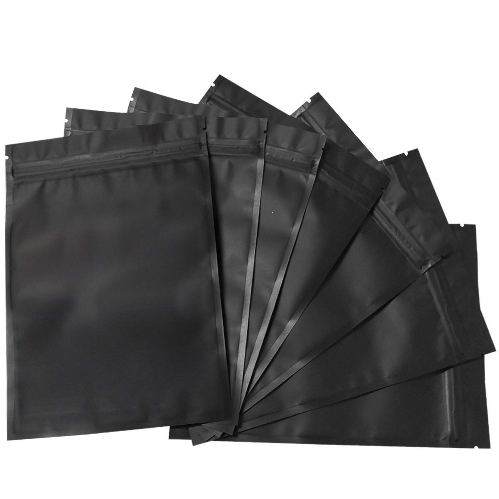 100 Pack Mylar Bags 5.5 x 7.8 Inch Resealable Foil Pouch Bag Food Storage Pouch Matte Black