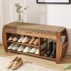 Bamboo Shoe Rack & Shoe Bench, Entryway Storage Organizer, Multi Function for Hallway Bathroom Living Room Corridor and Garden, Detachable Cushion with Hidden Storage Compartment (40.218.311.2) view 1