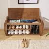 Bamboo Shoe Rack & Shoe Bench, Entryway Storage Organizer, Multi Function for Hallway Bathroom Living Room Corridor and Garden, Detachable Cushion with Hidden Storage Compartment (40.218.311.2) view 3
