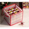 ZOBER Christmas Ornament Storage Box Plastic - Stores 64 3" Ornaments with Individual Trays - Ornament Organizer Storage Box, Durable Christmas Containers Holder - Red view 2