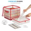 ZOBER Christmas Ornament Storage Box Plastic - Stores 64 3" Ornaments with Individual Trays - Ornament Organizer Storage Box, Durable Christmas Containers Holder - Red view 3