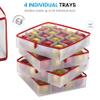 ZOBER Christmas Ornament Storage Box Plastic - Stores 64 3" Ornaments with Individual Trays - Ornament Organizer Storage Box, Durable Christmas Containers Holder - Red view 4