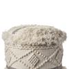 LR Home Indoor Wool Blend Farmhouse Geometric Ottoman Pouf | Cream/Gray,18" x 18" x 14" view 2