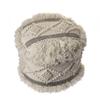 LR Home Indoor Wool Blend Farmhouse Geometric Ottoman Pouf | Cream/Gray,18" x 18" x 14" view 3