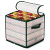 ZOBER Christmas Ornament Storage Box Plastic - Stores 64 3" Ornaments with Individual Trays - Ornament Organizer Storage Box, Durable Christmas Containers Holder - Green view 1