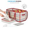 ZOBER Christmas Ornament Storage Box - Stores 128 Ornaments W/ 2 Sided Zipper - Flexible Plastic Christmas Ornament Storage Containers - 3 Inch Cube Compartments - Red view 3