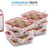 ZOBER Christmas Ornament Storage Box - Stores 128 Ornaments W/ 2 Sided Zipper - Flexible Plastic Christmas Ornament Storage Containers - 3 Inch Cube Compartments - Red view 4