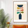 IDEA4WALL Framed Canvas Print Wall Art Line Art Green Pear with Pink Leaf Geometric Shapes Illustrations Modern Art Chic Colorful for Living Room, Bedroom, Office - 16"x24" Natural view 2