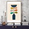 IDEA4WALL Framed Canvas Print Wall Art Line Art Green Pear with Pink Leaf Geometric Shapes Illustrations Modern Art Chic Colorful for Living Room, Bedroom, Office - 16"x24" Natural view 3
