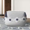 LR Home Gray/White/Blue Striped Cotton Square Ottoman Pouf for Home Decor | Hand-Made Contemporary Foot Rest for Bedroom & Living Room Decor | 18 x 18 x 14 Stuffed Ottoman for Seating view 1