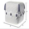 LR Home Gray/White/Blue Striped Cotton Square Ottoman Pouf for Home Decor | Hand-Made Contemporary Foot Rest for Bedroom & Living Room Decor | 18 x 18 x 14 Stuffed Ottoman for Seating view 2