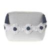 LR Home Gray/White/Blue Striped Cotton Square Ottoman Pouf for Home Decor | Hand-Made Contemporary Foot Rest for Bedroom & Living Room Decor | 18 x 18 x 14 Stuffed Ottoman for Seating view 4