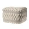 LR Home Tufted Checkered Geometric Pouf, 18" x 18" x 14", Cream/Light Gray view 1