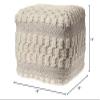 LR Home Tufted Checkered Geometric Pouf, 18" x 18" x 14", Cream/Light Gray view 3