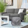 LR Home Gray Distressed Wool Blend Square Ottoman Pouf for Home Decor | Hand-Made Modern Foot Rest for Bedroom & Living Room Decor | 18 x 18 x 18 Stuffed Pouf for Seating view 1