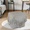 LR Home Gray Distressed Wool Blend Square Ottoman Pouf for Home Decor | Hand-Made Modern Foot Rest for Bedroom & Living Room Decor | 18 x 18 x 18 Stuffed Pouf for Seating view 3