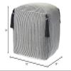LR Home Handmade Contemporary Striped Gray/Ivory Cotton Pouf Ottoman for Home Decor | Farmhouse Foot Rest for Bedroom & Living Room Decor | 18 x 18 x 14 Stuffed Ottoman for Seating view 2