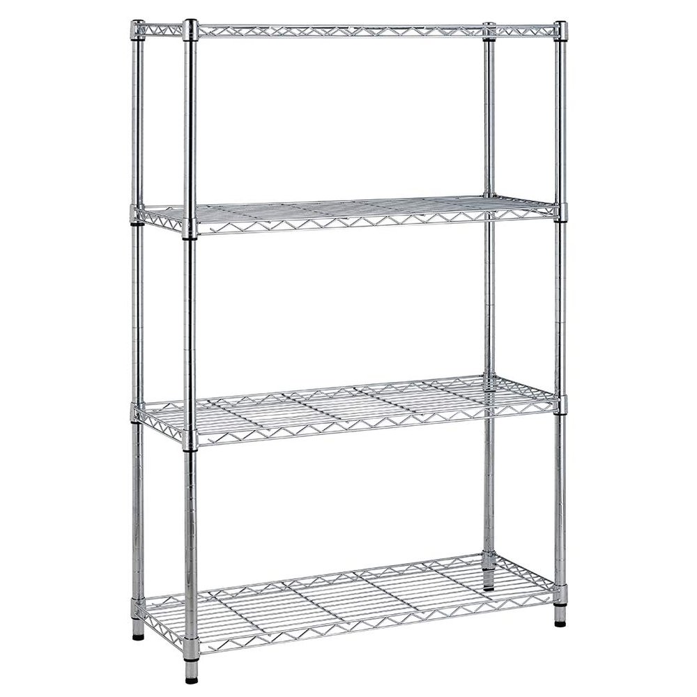 BestOffice 4-Storage Shelves Metal Garage Shelving Wire Shelf Organizer Shelving, 36" x 14" x 54", Unit 250 lbs Per Shelf, Chrome | Sturdy, Adjustable, Easy Assembly | Garage Pantry Kitchen Closet