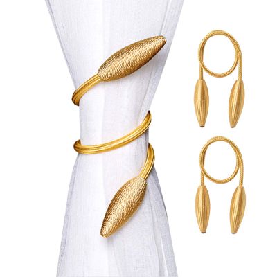 2Pcs Gold Malleable Curtain Tiebacks Window Decor Bedroom Living Room