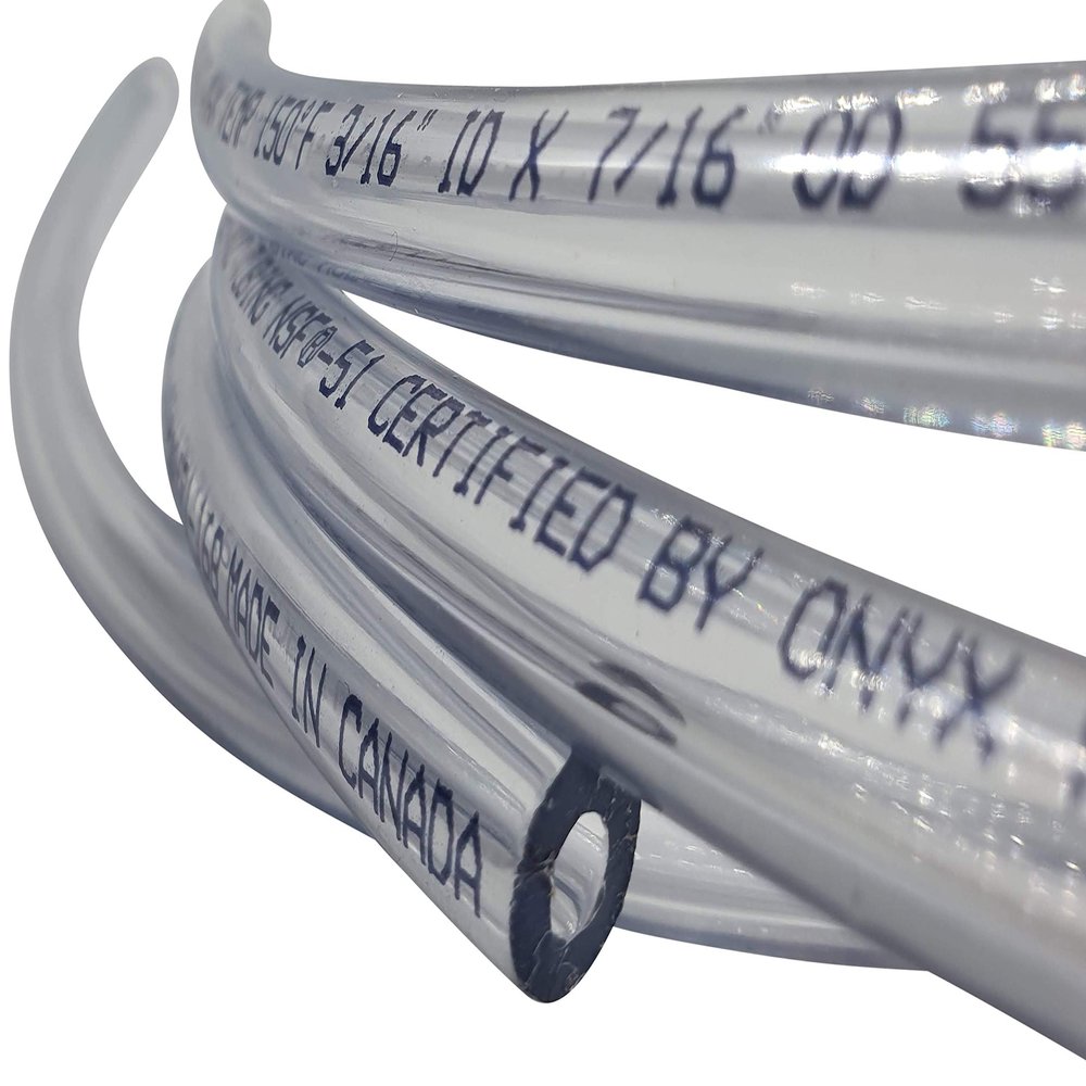 3/16" ID (5 mm) 7/16" OD (11 mm) Food Safe Certified (NSF 51) Vinyl PVC tubing Multipurpose Food Grade Beer Brewing Line Clear Tubing, Kegerator, Wine Making, Aquaponics, Air Hose (25 Feet)