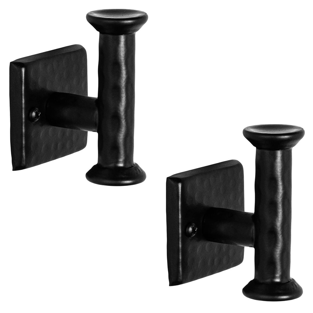 Monarch Abode Towel Hooks for Bathrooms 2 Pack 3-inch Hand Hammered Metal Matte Black Hook, Wall Mounted Bathroom Hooks for Towels, Support up to 11 lbs Bath Robe Hook, Towel Hanger for Bathroom