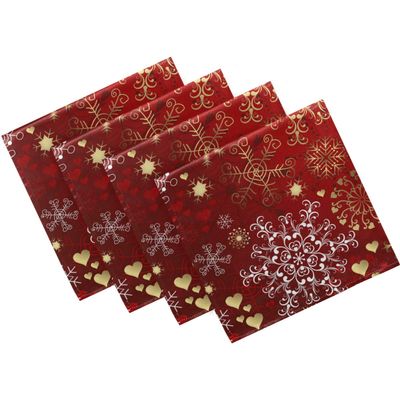 Naanle Christmas Cloth Napkins Dinner Table Napkins Set of 4, Snowflake Solid Washable Reusable Polyester Napkins with Hemmed Edges for Home Holiday Party Wedding Oversized 20 x 20 in