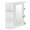 Bathroom Cabinet,3-Tier Single Door Wooden Wall Storage Cabinet with Mirror (White) view 3