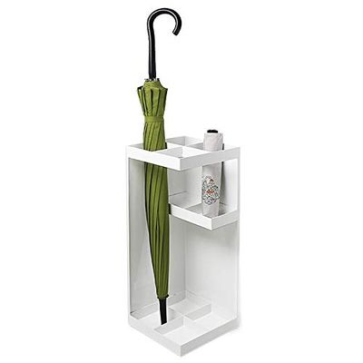 JLXJ Multifunction Umbrella Stand, Indoor Entryway Hallway Storage Organizer Umbrella Holder for Long/Short Umbrella Rack (Color : White)