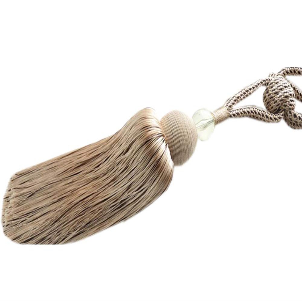 1 Pair Decorative Tassel Curtain Buckle Curtain Tiebacks Rope Simple Curtain Tassel Holdbacks for Living Room & Bedroom (Light Coffee)