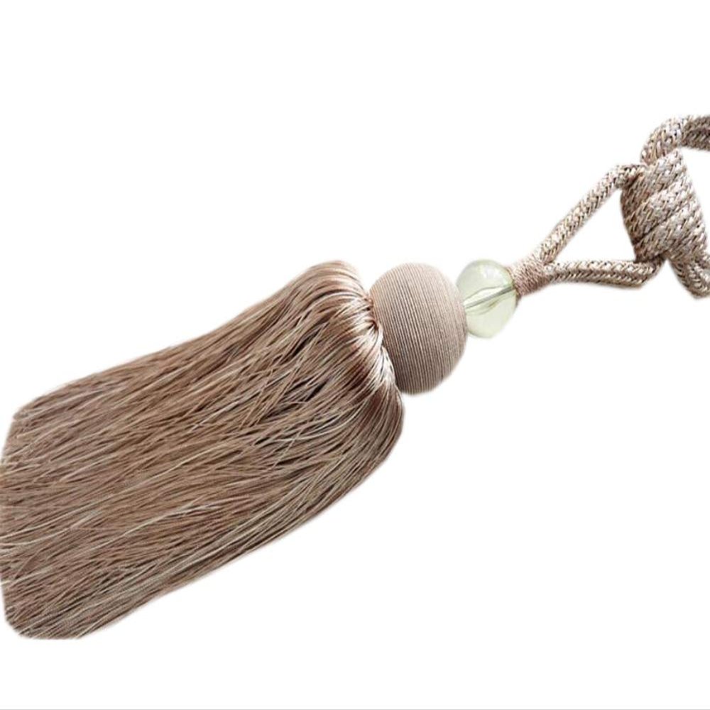 1 Pair Decorative Tassel Curtain Buckle Curtain Tiebacks Rope Simple Curtain Tassel Holdbacks for Living Room & Bedroom (Beige)
