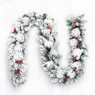 LX 270 X 30 cm Snow King Fir Garland with Pine Cones Christmas Garlands for Stairs Staircase Fireplaces Xmas Tree Decoration