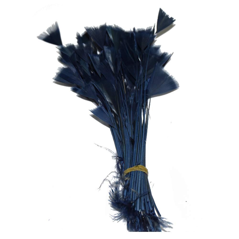 ADAMAI Natural Dyed Turkey Feathers Torn Flat Plate in 5-6inch Set of 100pcs (Navy Blue)