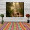 Elephants in Rainforest Wall Art Decor Picture Painting Poster Print on Canvas Panels Pieces - Nature Theme Wall Decoration Set - Wilde Nature Wall Picture for Creative Space 33 by 50 in view 2