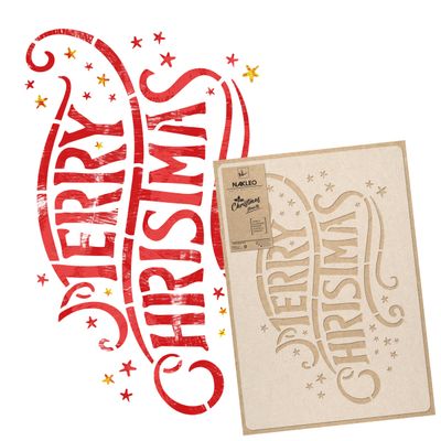 NAKLEO Christmas Painting Stencil, Reusable Plastic Artificial Snow Spray Stencil for Window Decoration, L 23.2x37.4, Christmas Patterns, Merry Christmas