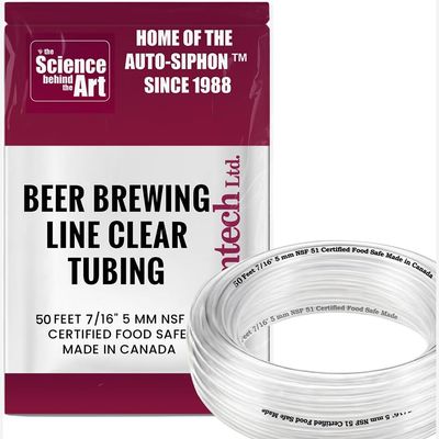 3/16" ID (5 mm) 7/16" OD (11 mm) Food Safe Certified (NSF 51) Vinyl PVC tubing Multipurpose Food Grade Beer Brewing Line Clear Tubing, Kegerator, Wine Making, Aquaponics, Air Hose (50 Feet)