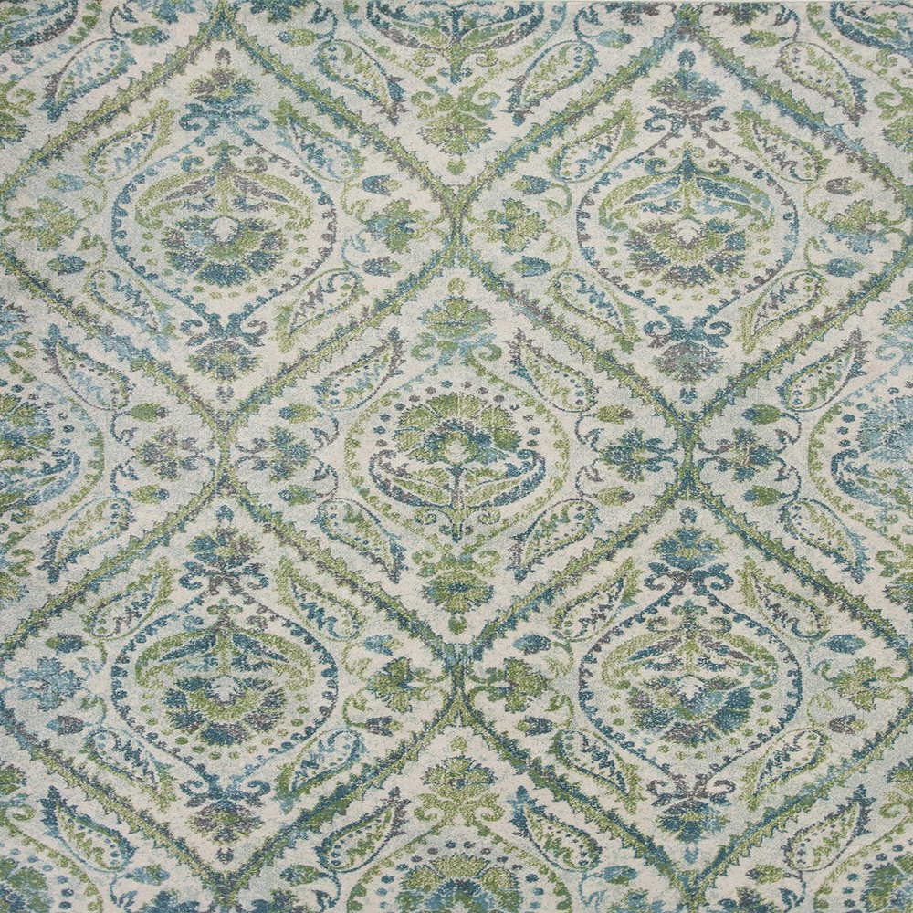 HomeRoots Decor 3'3" x 4'11" Polypropelene Ivory/Teal Area Rug