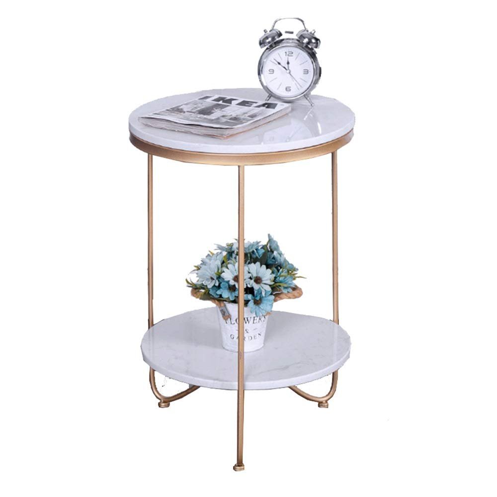 Coffee Tables WFF Marble Side Table, Metal Frame/Bedside Table/Sofa Table Telephone Table, Can Be Used for Bedside Sofa Reading, Gold