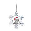 Wolf Pup in Santa Hat Christmas Silver Choose Snowman Snowflake or Bulb (Snowflake) view 1