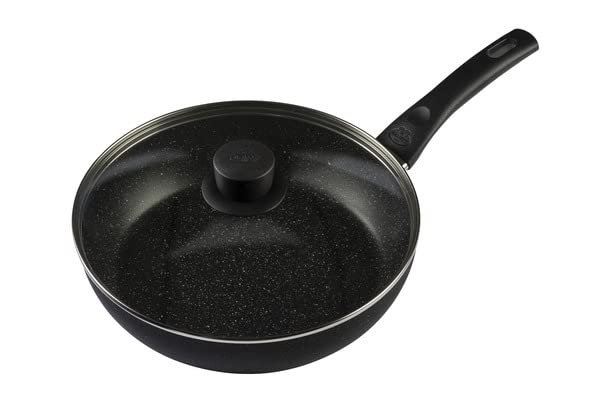 Ballarini Vipiteno Z1023-603 Vipiteno Frying Pan, Deep, 11.0 inches (28 cm), Glass Lid Included (Boxed), Made in Italy, Induction Compatible, Gas Fire, Nerolite Coating
