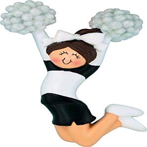 Cheerleader Black Uniform, Female Brown Personalized Christmas Ornament