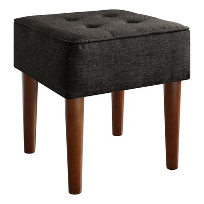 Elle Decor Aria Upholstered Ottoman Food Rest Stool with Classic Button Tufted Style, Extra Seating for Modern Home, Compact Size for Small Space, Gray